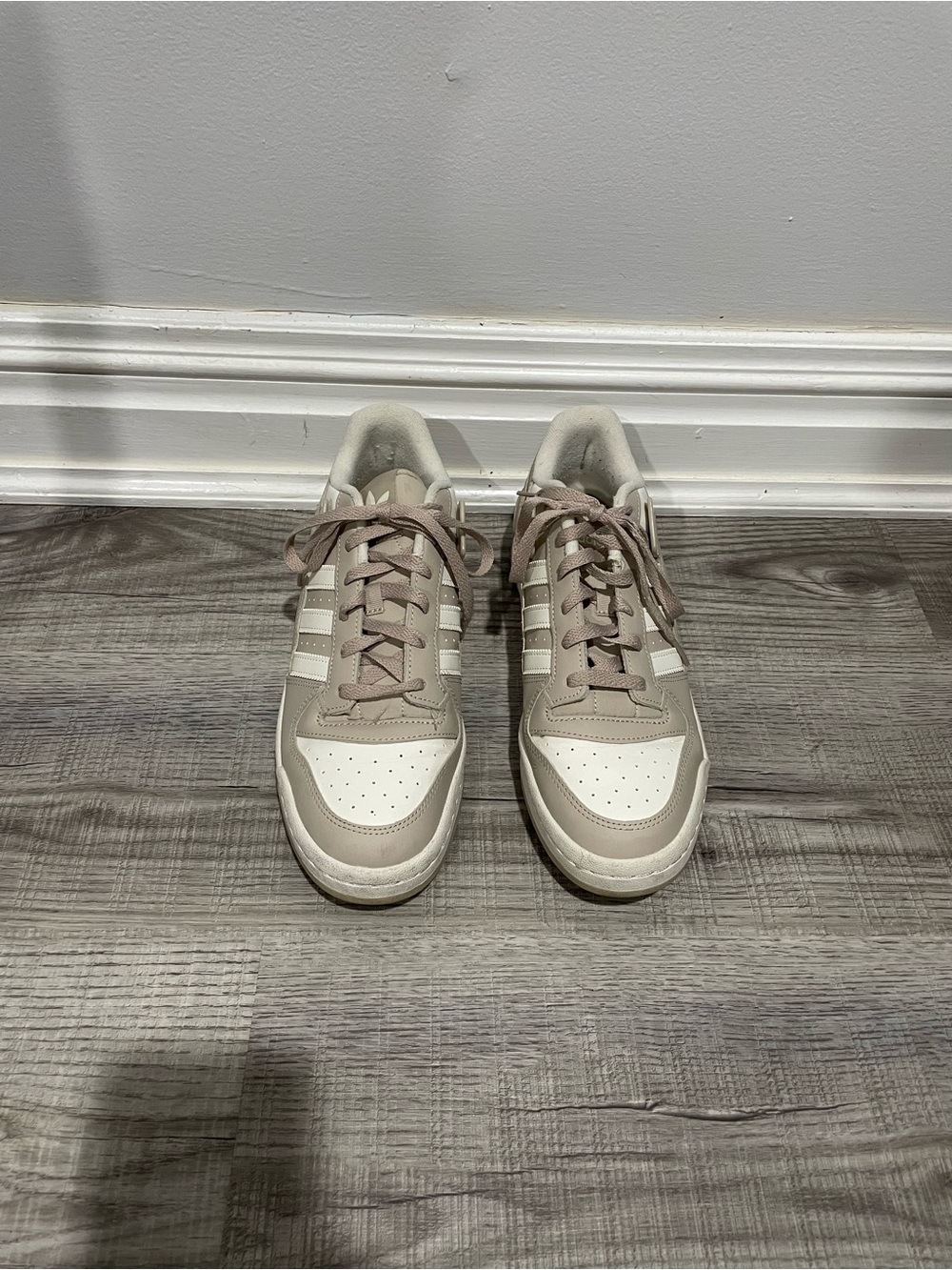 adidas Neutral Beige and White Low-Top Sneakers - Men’s size 10